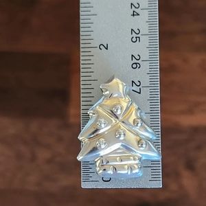 Vintage Taxco MEXICO Puffy Christmas Tree Brooch Pin 925 Sterling Silver 11 gram